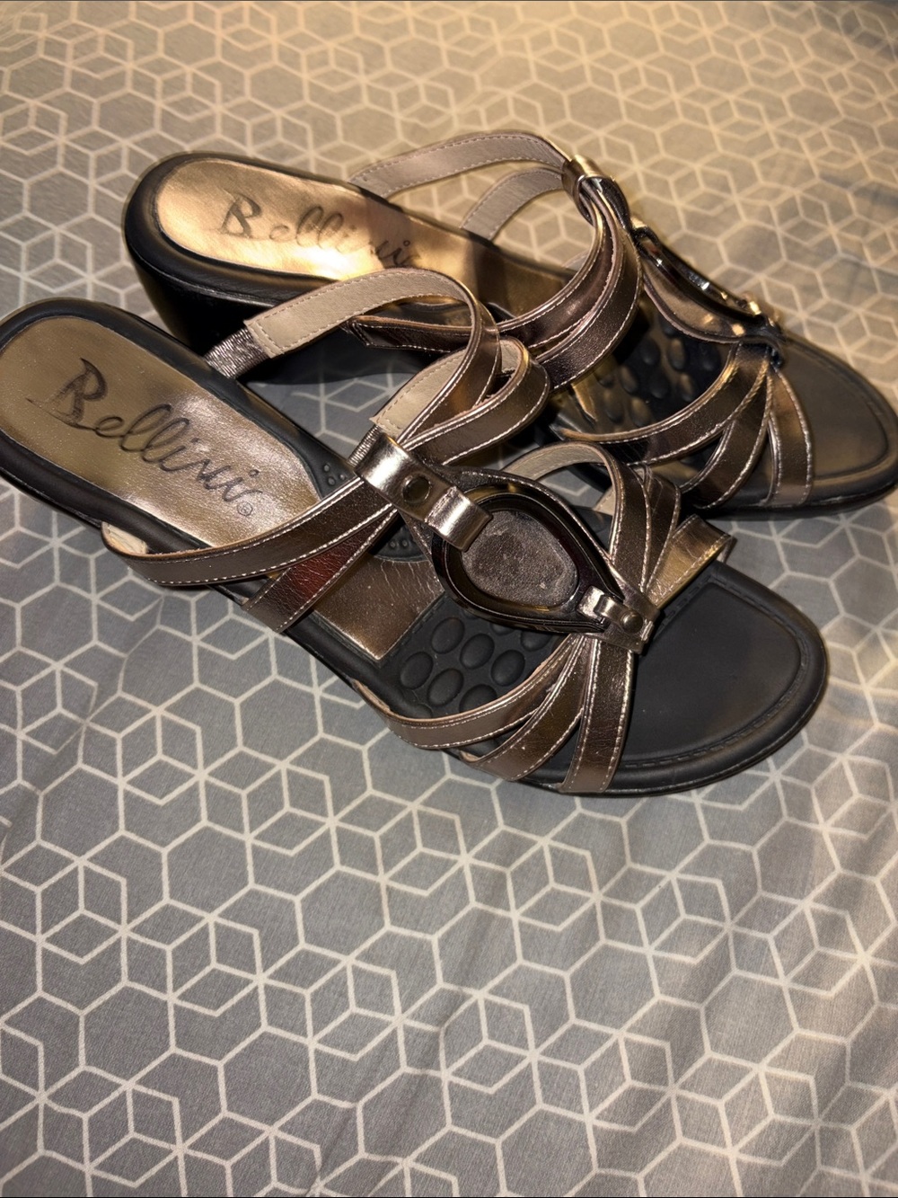 Bellini Bronze Metallic Strappy Wedges